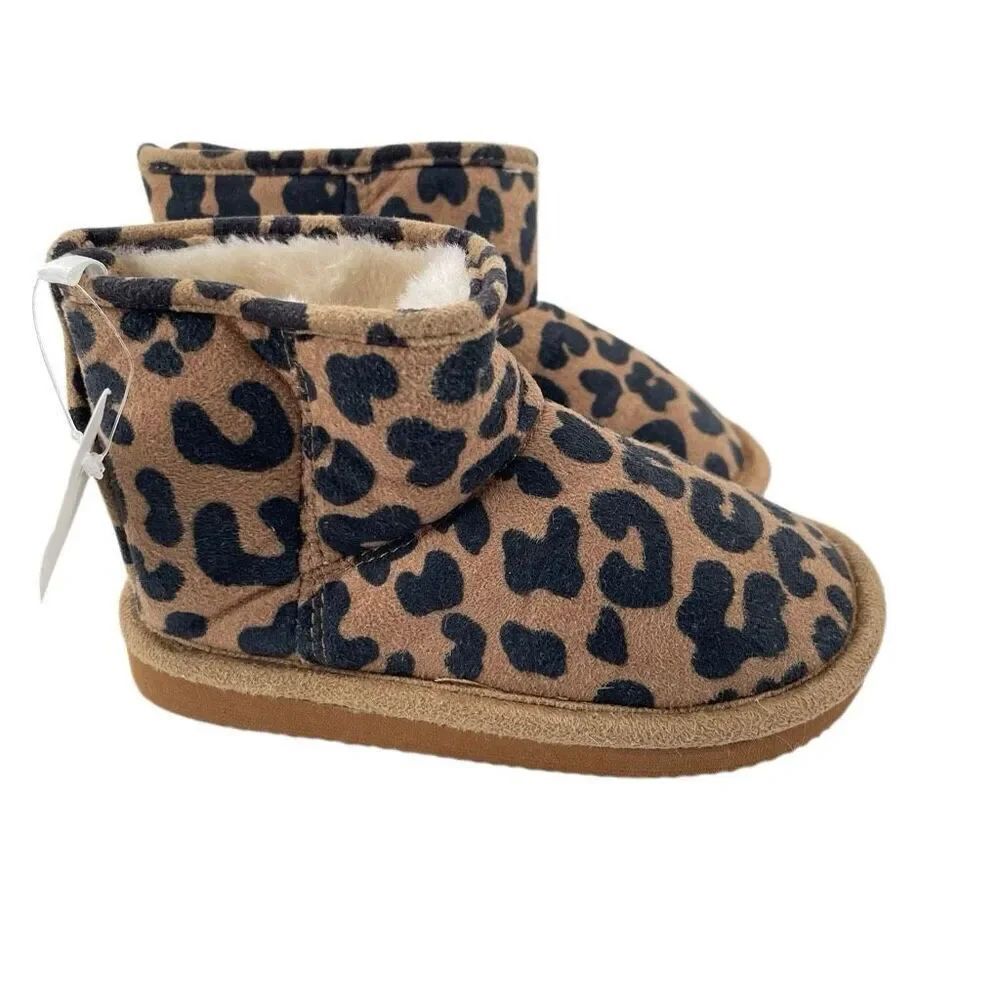 H&M Toddler Leopard PrintβFaux Suede Fluffy-Lined Ankle Boots Size 8.5 NWT
